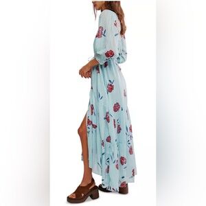 Morning Meadows Long Sleeve Maxi Dress NWOT pastel blue combo